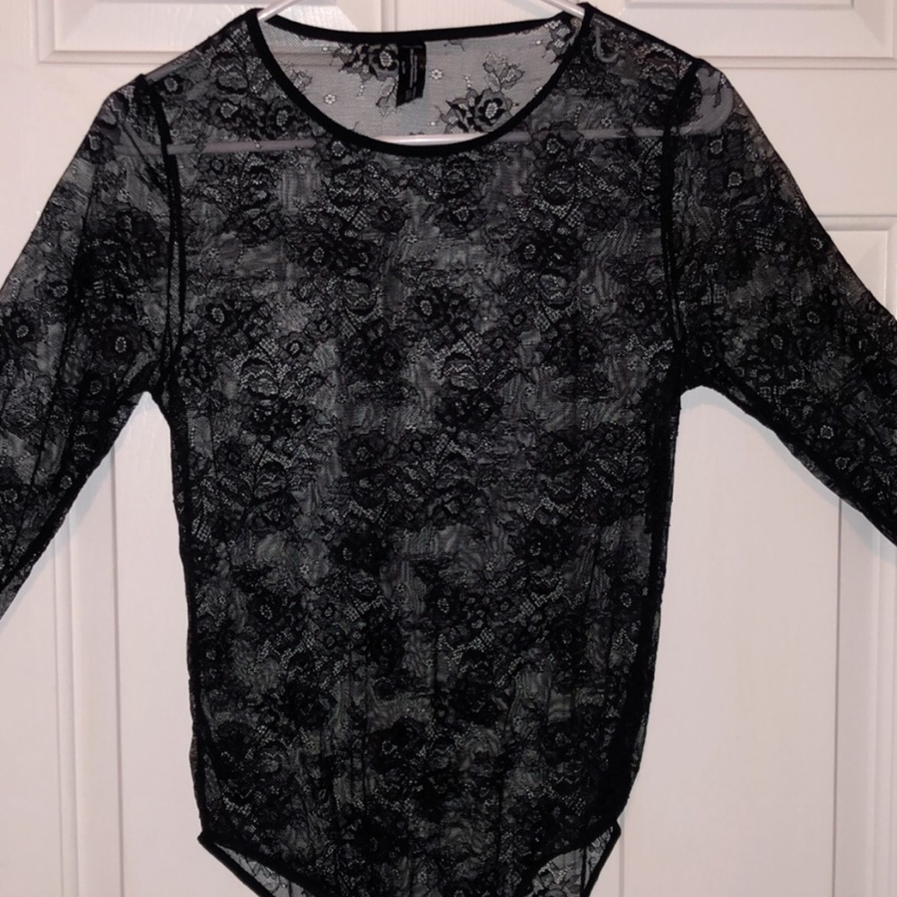 Black sheer body suit